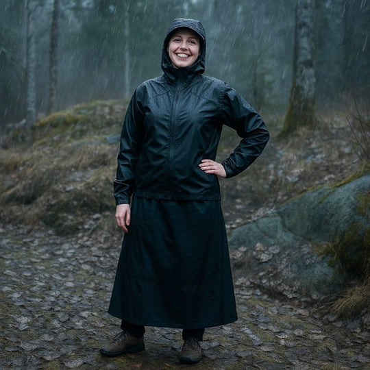 Northern Lite sadehame Ultralite musta naisen päällä